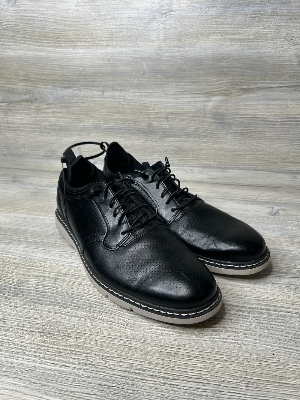 Stacy Adams Sync Elastic Lace Oxford Mens Black Casual Shoes 25662-001 Sz 10.5